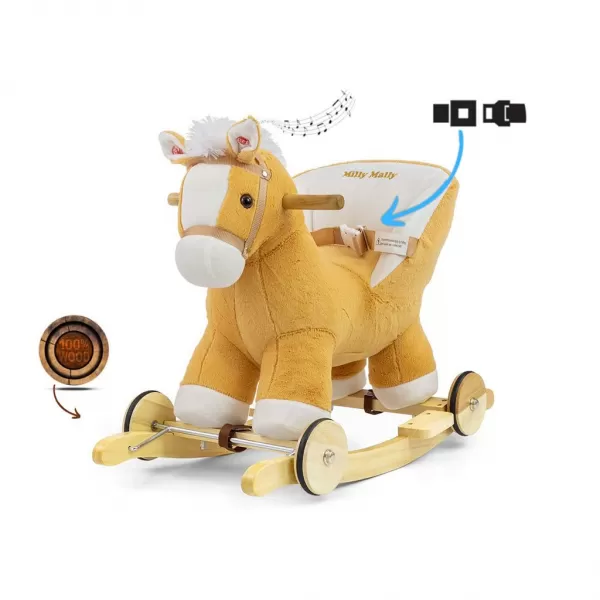 Milly Mally Houpací koník s melodií a kolečky Polly světle hnědý