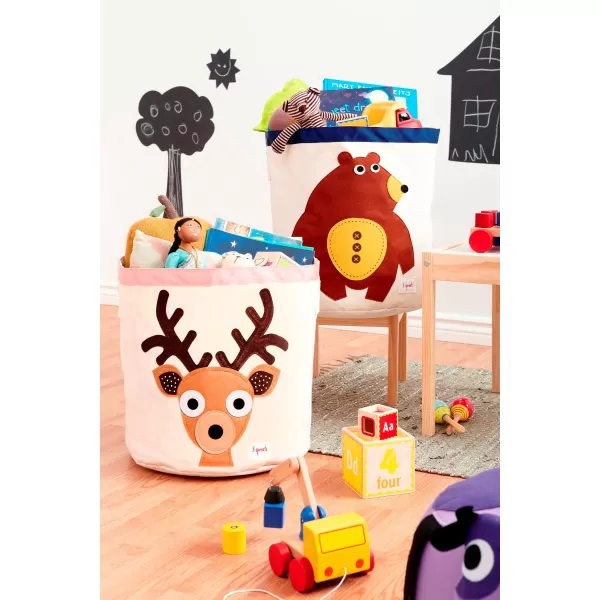 3 SPROUTS Koš na hračky Deer Brown