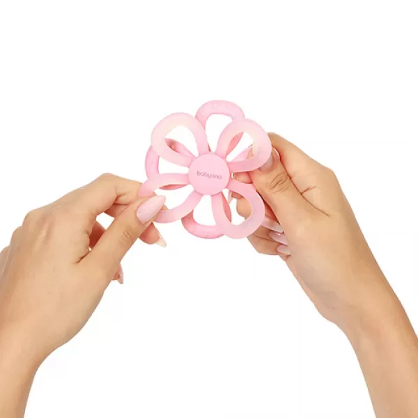 BABYONO Kousátko silikonové Flower - ružová