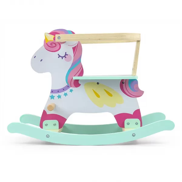 Milly Mally Dřevěný houpací koník s opěradlem Lucky 12 Unicorn
