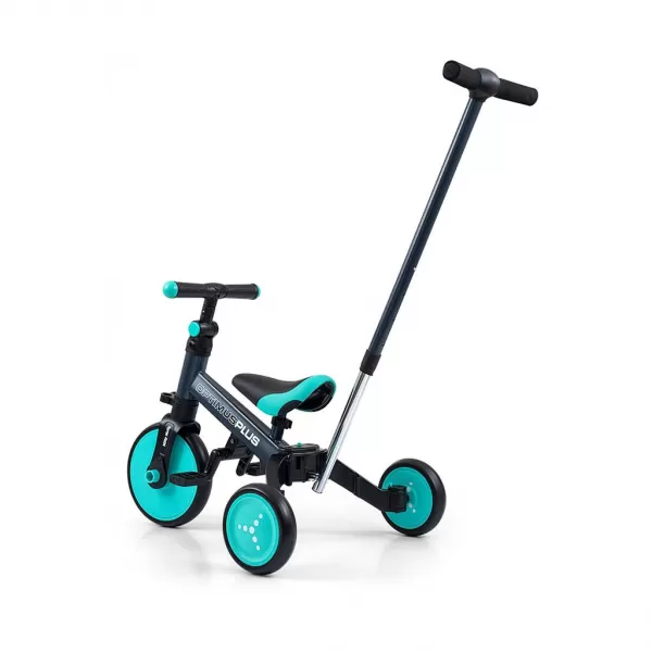 Milly Mally Dětská tříkolka 4v1 Optimus Plus s vodící tyčí mint