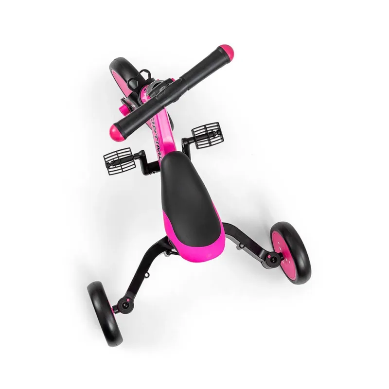 Milly Mally Dětská tříkolka 4v1 Optimus Plus s vodící tyčí pink