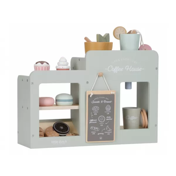 Little Dutch Kávovar dřevěný velký s příslušenstvím Coffee House