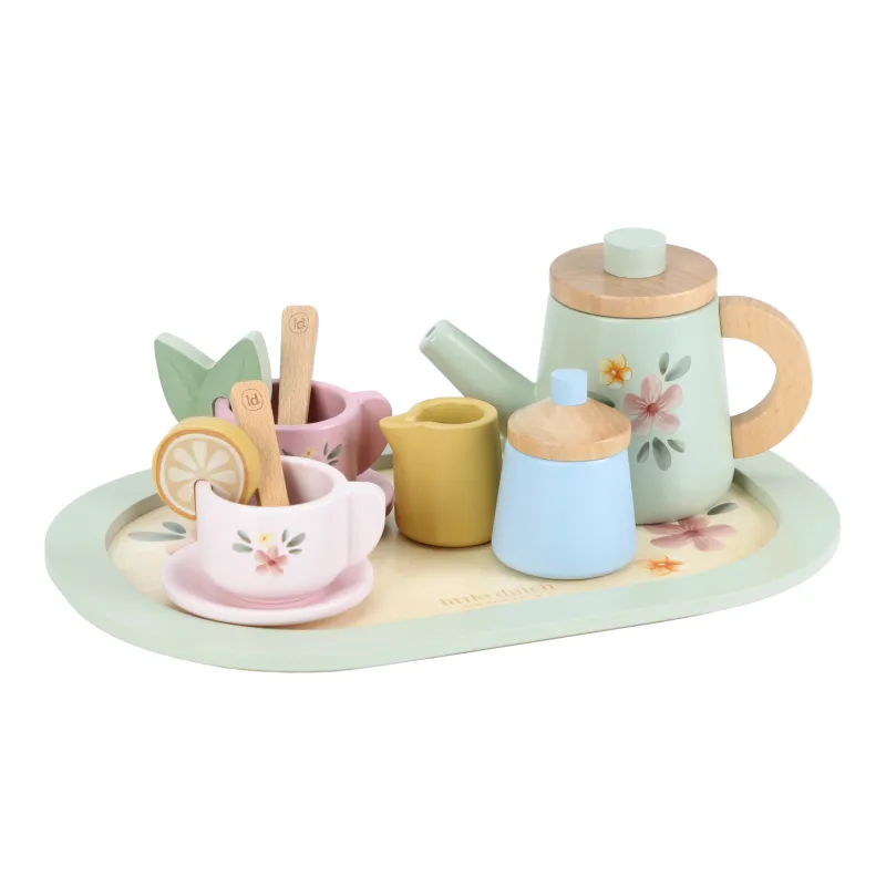 Little Dutch Čajový set dřevěný s květinovým potiskem