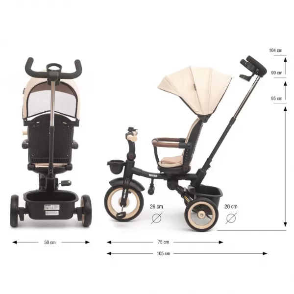 Milly Mally Luxusní dětská tříkolka s osvětlením Twinkle beige