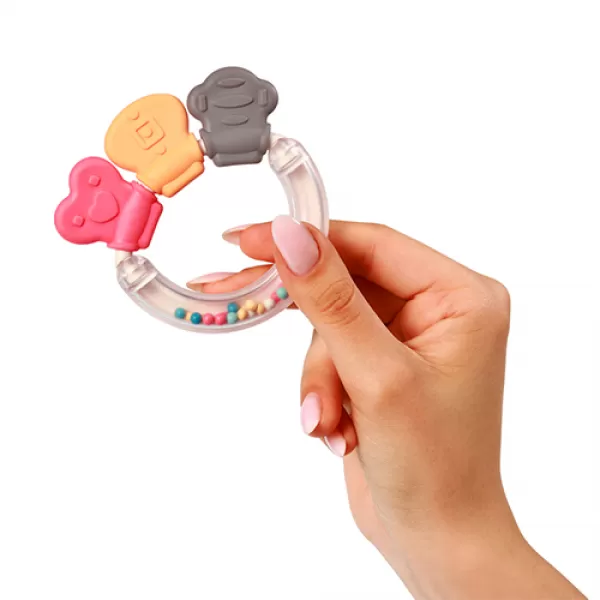 BABYONO Chrastítko s kousátkem 3m+ Shapes