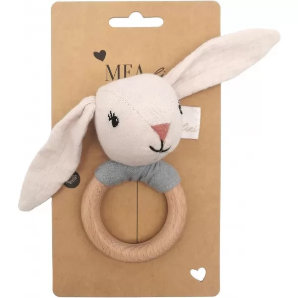 MEALINI Chrastítko s dřeveným kroužkem Zajíc Hugo