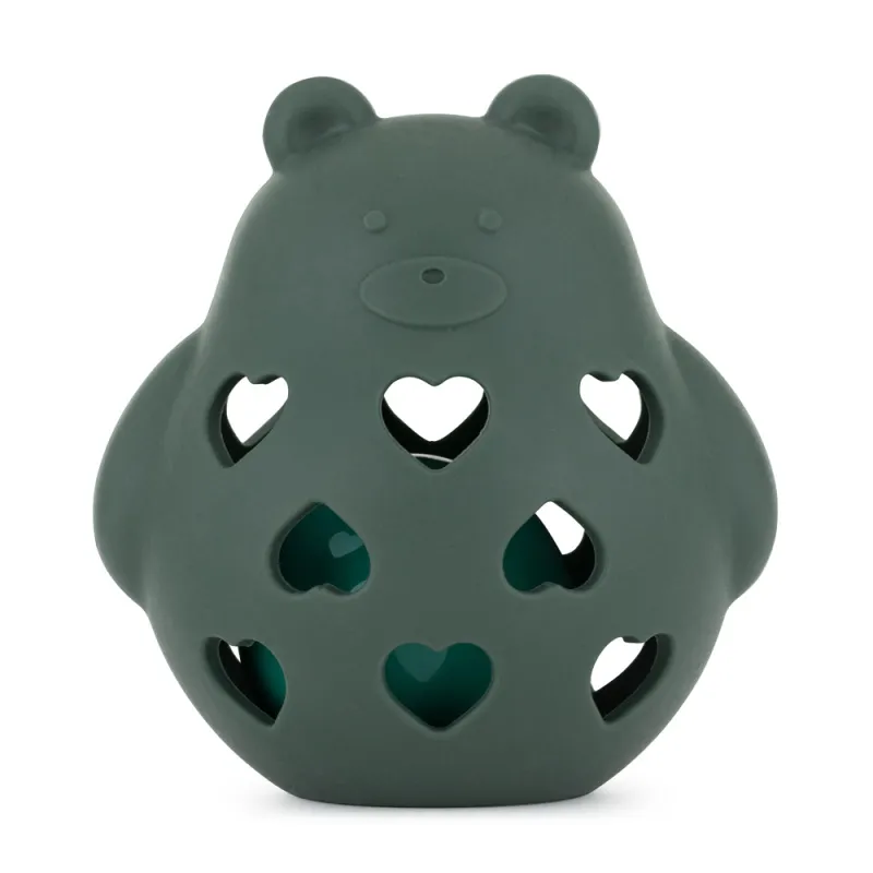 PETITE&MARS Hračka silikonová s chrastítkem Bear Basil 0m+
