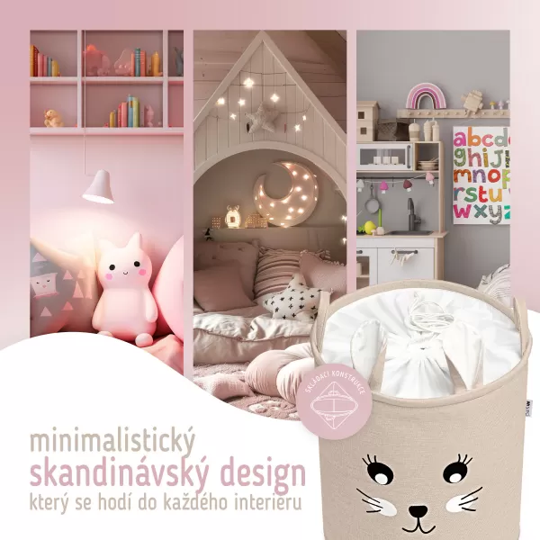 Sipo Koš na hračky XL se šňůrkou, skládací bavlněný / 63 l