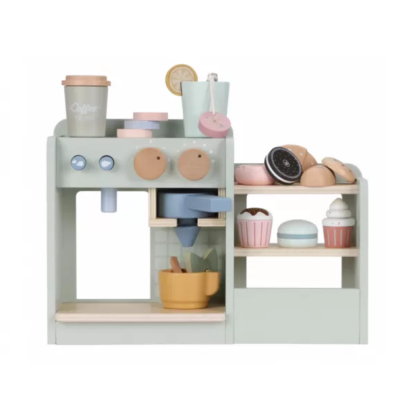 Little Dutch Kávovar dřevěný velký s příslušenstvím Coffee House