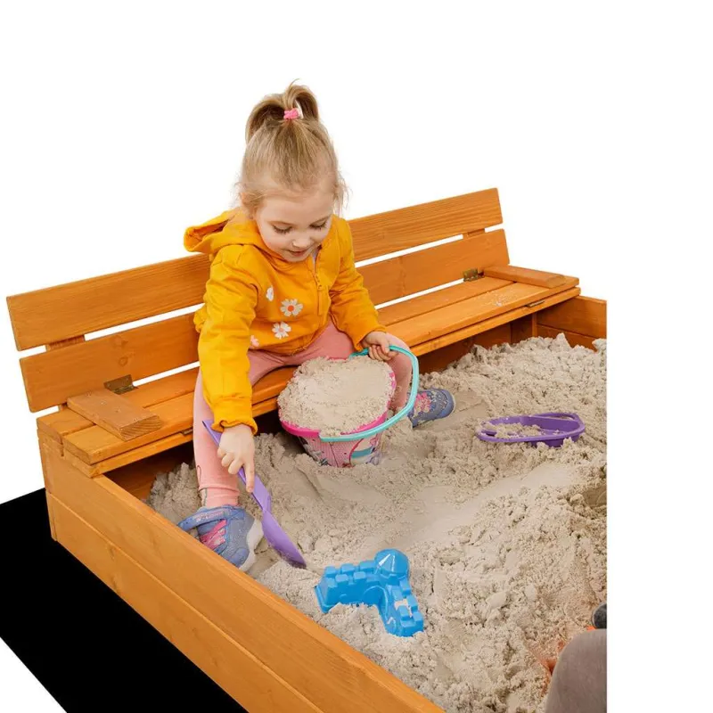 Baby Mix Dětské dřevěné uzavíratelné pískoviště s lavičkami a stříškou 120x120 cm modro-bílé