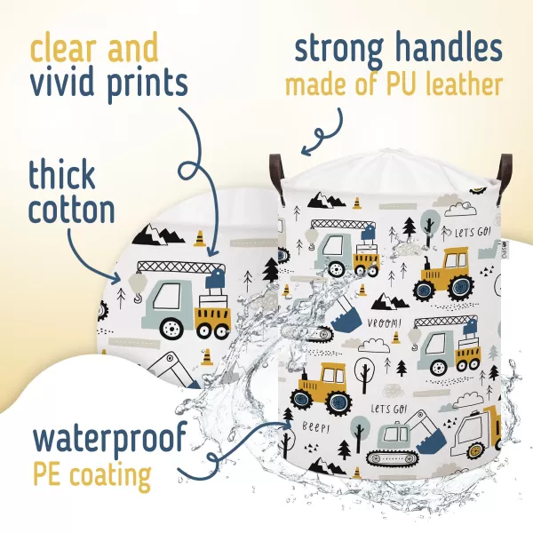 Sipo Koš na hračky se šňůrkou, skládací bavlněný / 43 l, Mini Trucks