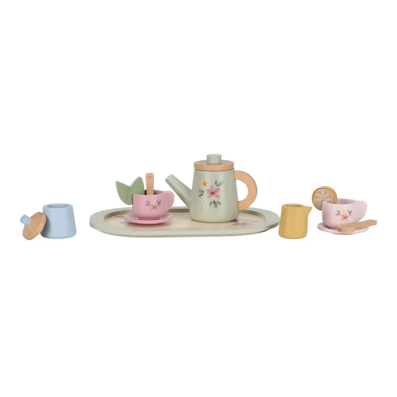 Little Dutch Čajový set dřevěný s květinovým potiskem