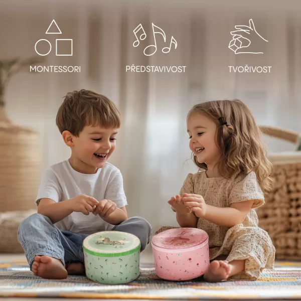 Zopa Dřevěný dětský bubínek, Pink