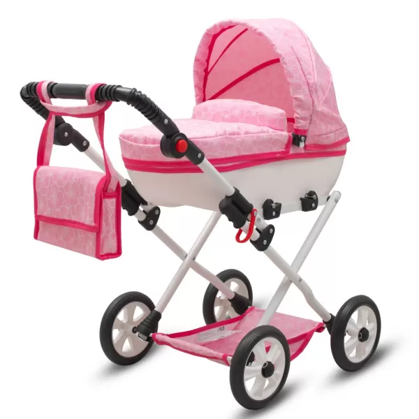 New Baby Luxusní dětský kočárek pro panenky COMFORT růžový
