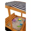 Baby Mix Dětské dřevěné uzavíratelné pískoviště s lavičkami a stříškou 120x120 cm modro-bílé