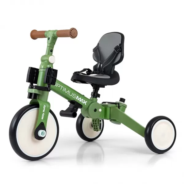 Milly Mally Dětská tříkolka 5v1 Optimus Max s vodící tyčí green