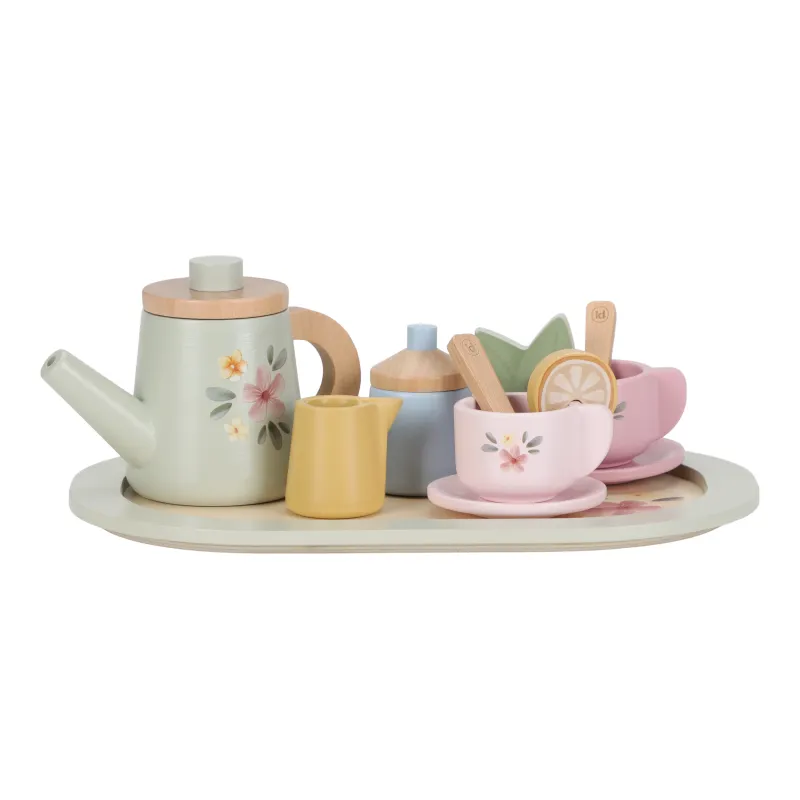 Little Dutch Čajový set dřevěný s květinovým potiskem