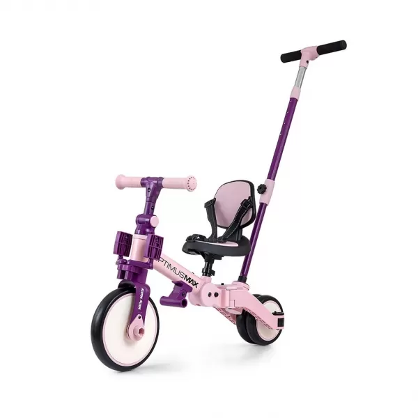 Milly Mally Dětská tříkolka 5v1 Optimus Max s vodící tyčí pink
