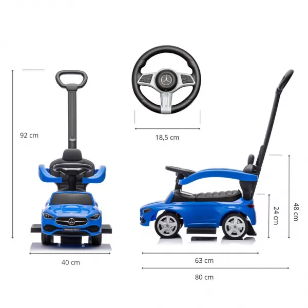 Milly Mally Odrážedlo s vodící tyčí MERCEDES C-Class Deluxe Blue