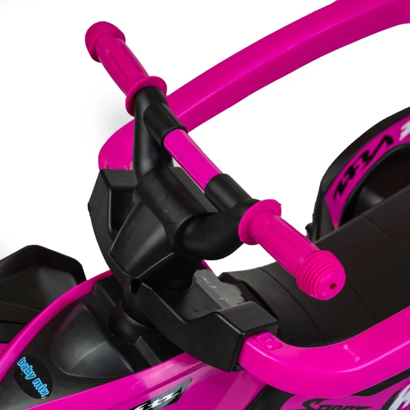 Baby Mix Dětské odrážedlo Mega s vodící tyčí růžové