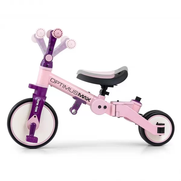 Milly Mally Dětská tříkolka 5v1 Optimus Max s vodící tyčí pink