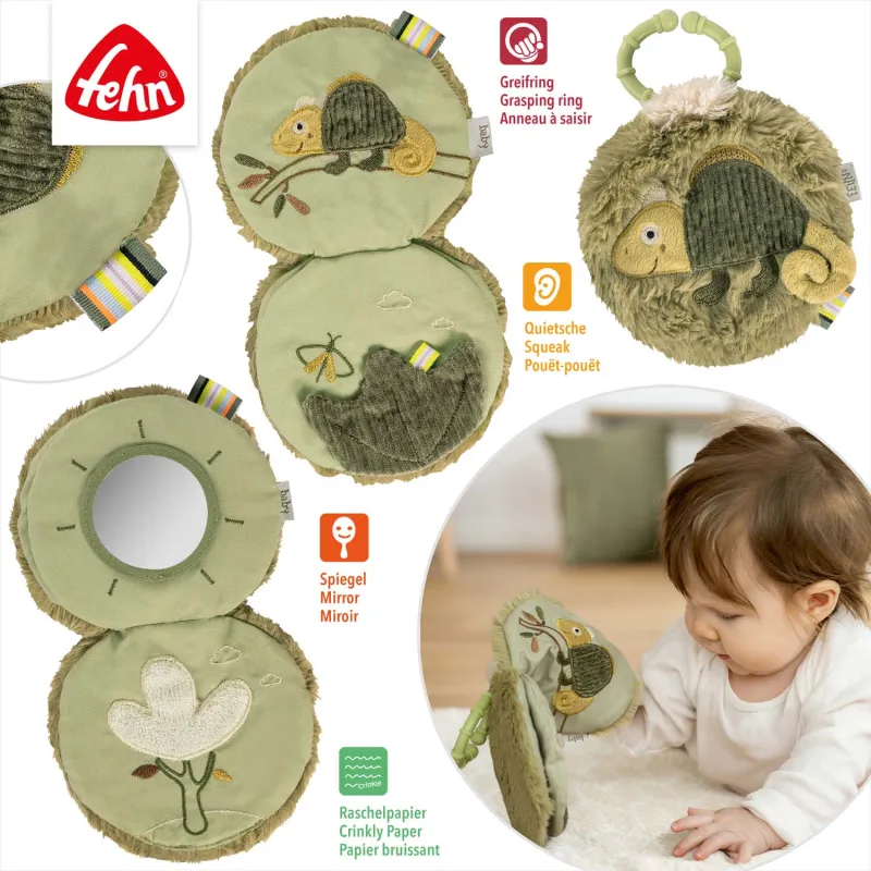 Baby Fehn Plyšová knížka chameleon, Crazy