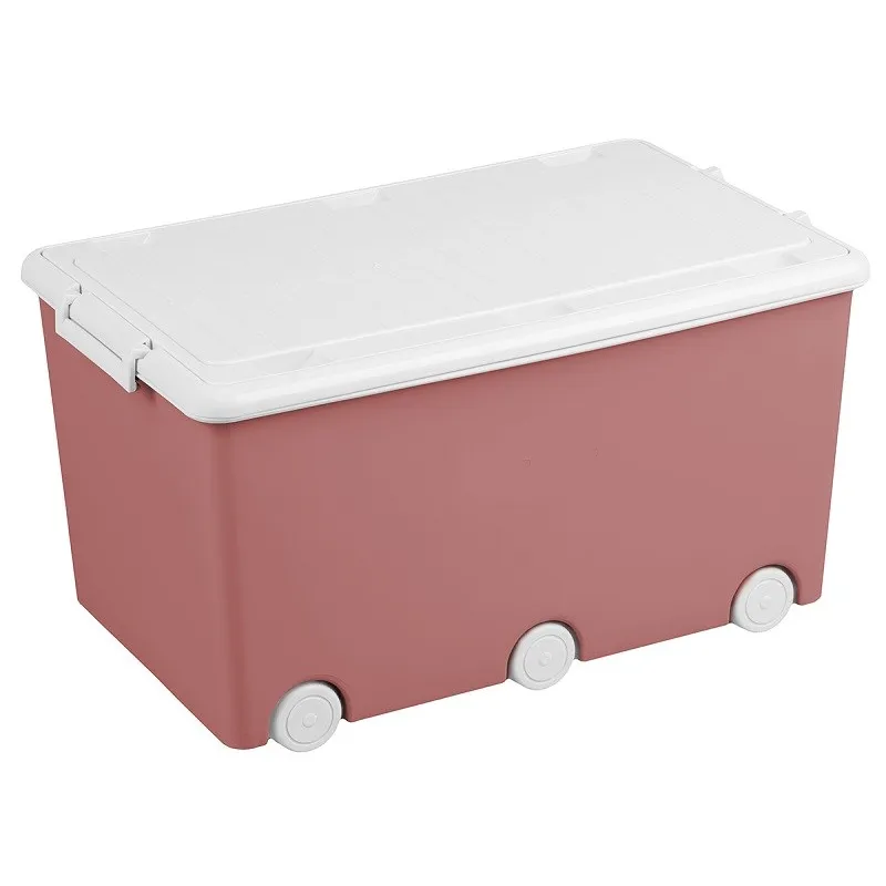 Tega Víceúčelový box na hračky na kolečkách růžový