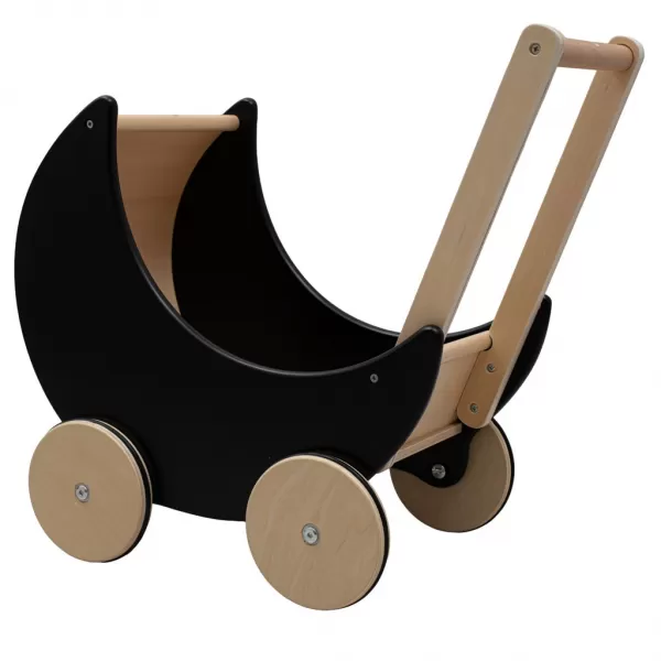 Baby Mix Dřevěný kočárek, chodítko pro děti 2v1 Montessori černý