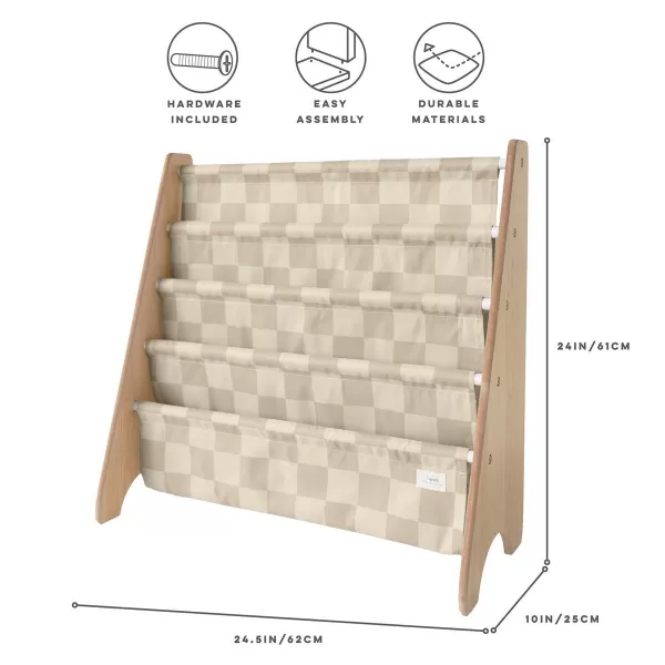 3 SPROUTS Stojan na knížky Recycled Checkerboard/Beige