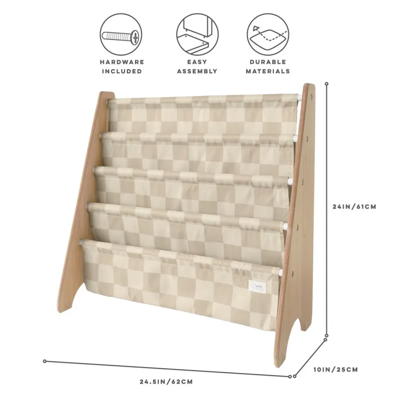 3 SPROUTS Stojan na knížky Recycled Checkerboard/Beige