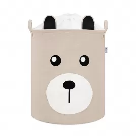 Sipo Koš na hračky se šňůrkou, skládací bavlněný / 43 l, Teddy Bear Beige
