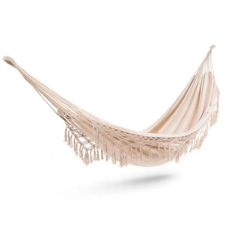 Baby Mix Velká závěsná houpací síť pro dva Hamaka XXL BOHO ecru