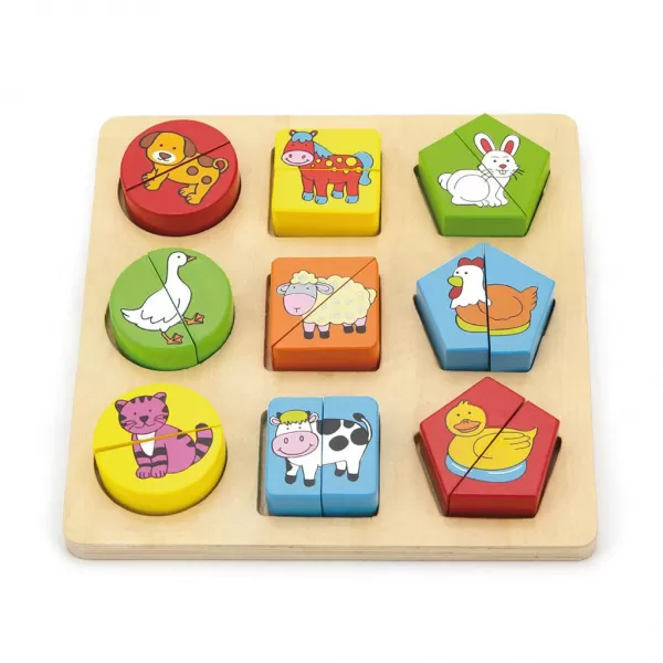 Viga Dřevěné vkládací puzzle tvary se zvířátky