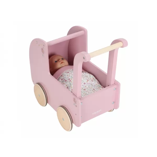 Little Dutch Kočárek pro panenky dřevěný s peřinkou
