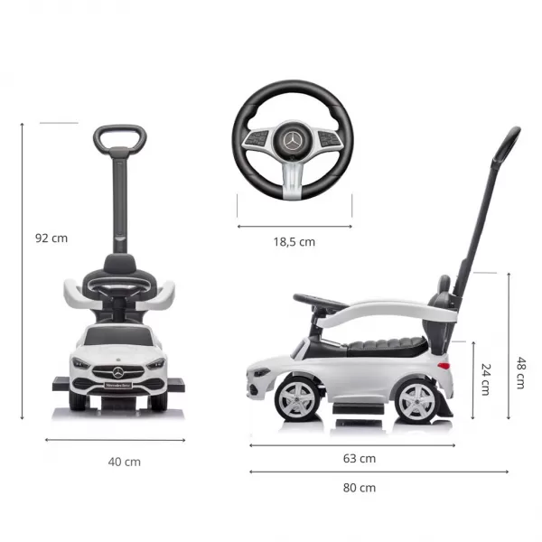 Milly Mally Odrážedlo s vodící tyčí MERCEDES C-Class Deluxe White