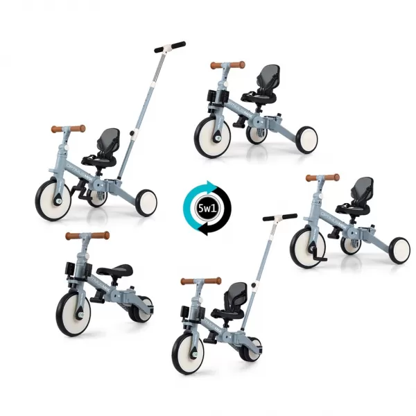 Milly Mally Dětská tříkolka 5v1 Optimus Max s vodící tyčí denim