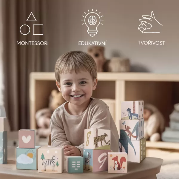 Zopa Dětské stohovací kostky kartonové 10ks