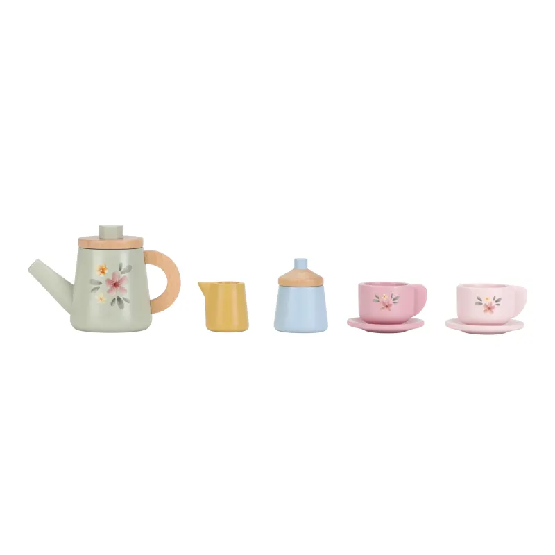 Little Dutch Čajový set dřevěný s květinovým potiskem
