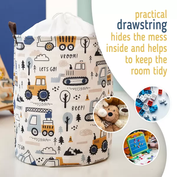 Sipo Koš na hračky se šňůrkou, skládací bavlněný / 43 l, Mini Trucks
