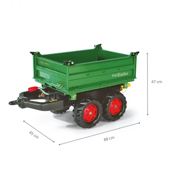 Milly Mally Sklápěcí 2 nápravový traktorový přívěs Rolly Toys Mega Trailer zelený