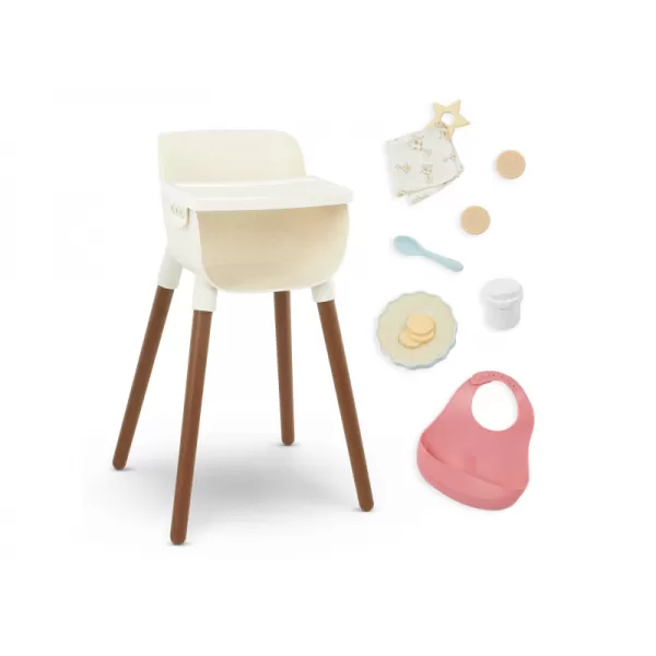 LullaBaby Židlička jídelní pro panenky s doplňky