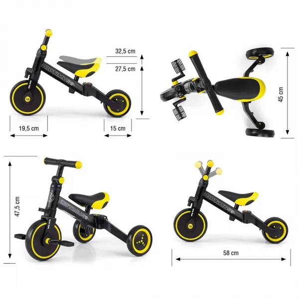 Milly Mally Dětská tříkolka 3v1 Optimus black