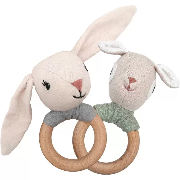 MEALINI Chrastítko s dřeveným kroužkem Zajíc Hugo