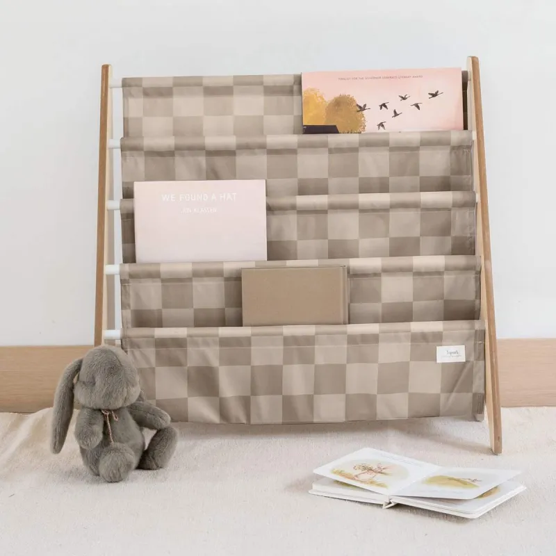 3 SPROUTS Stojan na knížky Recycled Checkerboard/Beige