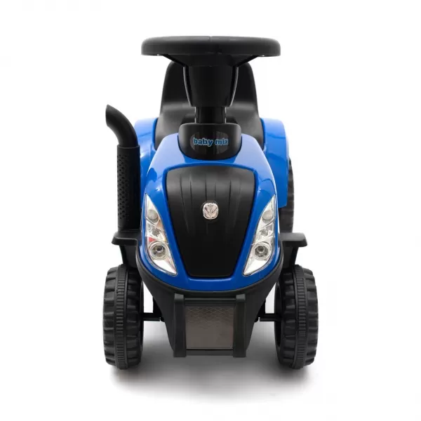 Baby Mix Dětské odrážedlo traktor s vlečkou a nářadím New Holland modrý
