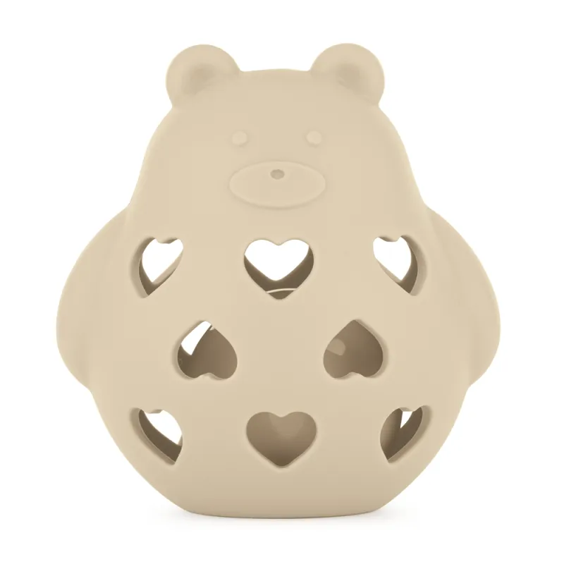 PETITE&MARS Hračka silikonová s chrastítkem Bear Basil 0m+