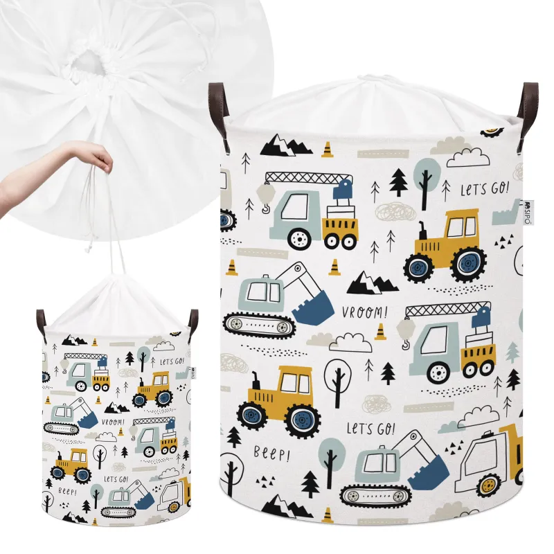 Sipo Koš na hračky se šňůrkou, skládací bavlněný / 43 l, Mini Trucks
