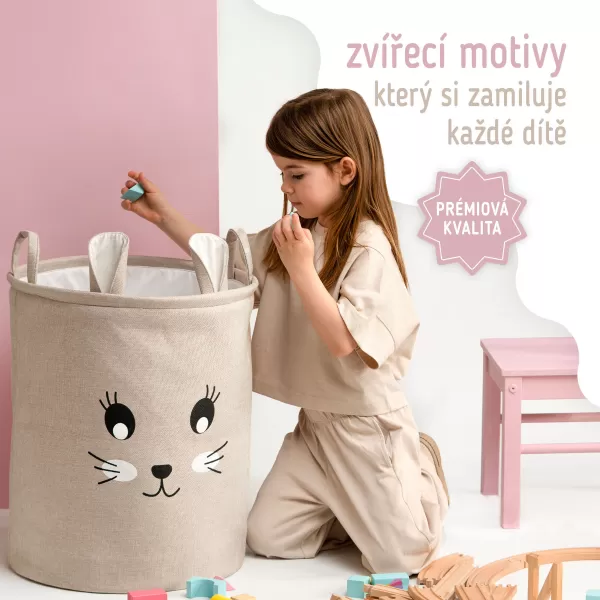 Sipo Koš na hračky XL se šňůrkou, skládací bavlněný / 63 l