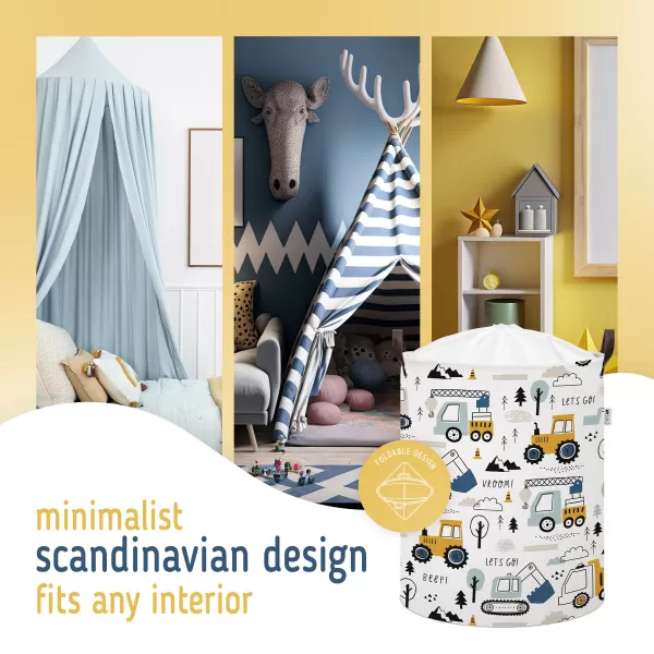 Sipo Koš na hračky se šňůrkou, skládací bavlněný / 43 l, Mini Trucks